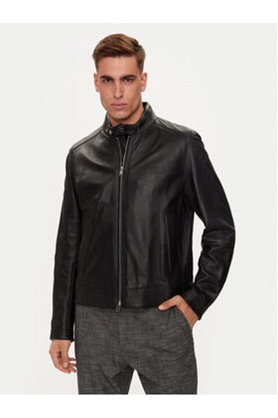 BOSS Jachetă de piele pentru bărbați 50518906 Negru