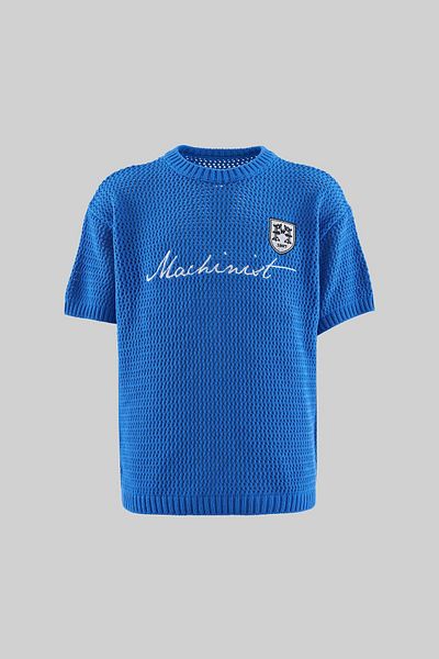 Machinist Tricou detaliat cu insignă Mchnst Knit Saks Blue