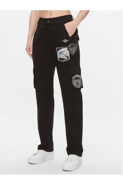 Aeronautica Militare Pantaloni din material textil pentru femei 232PA1571DCT3221 Negru