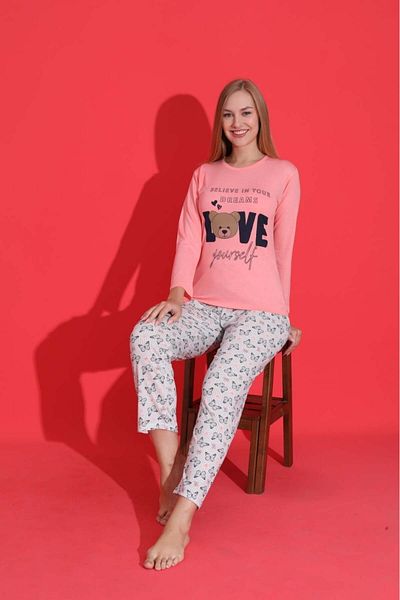 Intisimo Women's Pajamas, Long Sleeve, Love Yourself, Cotton, Pink - Xxl