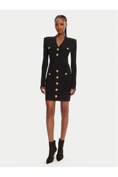 BALMAIN Women's Knitted Dress DF1R8059KB07 Black