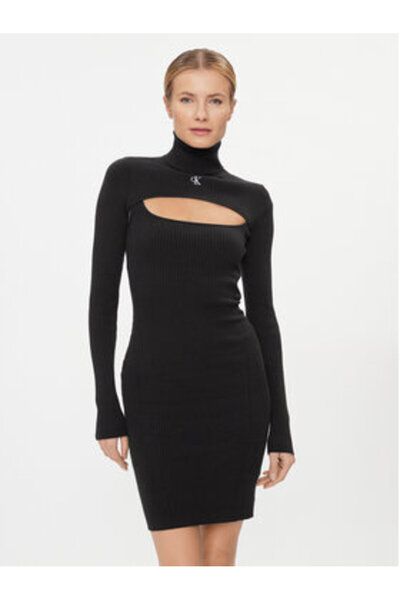 Calvin Klein Jeans Γυναικείο Πλεκτό Φόρεμα J20J222515 Μαύρο