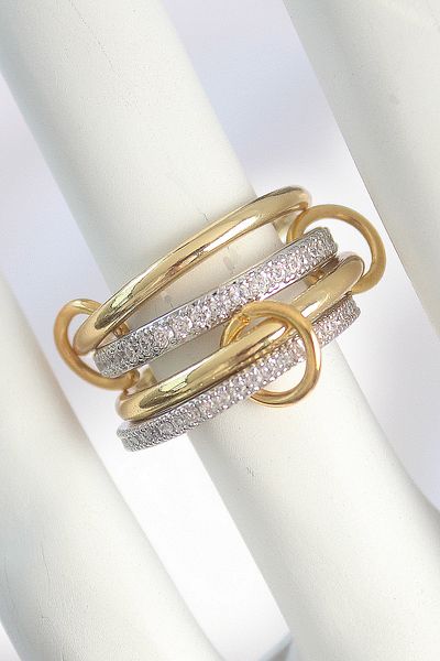 Skygo Brass Gold Color Zircon Stone Women's Ring with Hoop Detail - Tj-Byk3752