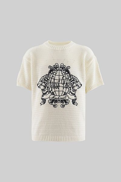 Machinist Mchnst Knit Tiger Detailed Tee Ecru