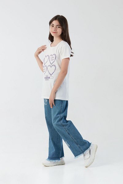 Fulla Moda Tricou pentru fetiță, 100% bumbac, imprimat cu inimă