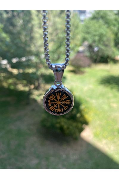 Viking Small Size Scandinavian Figures with Nordik Symbol 316L Steel Stainless & Tarnish Unisex Necklace