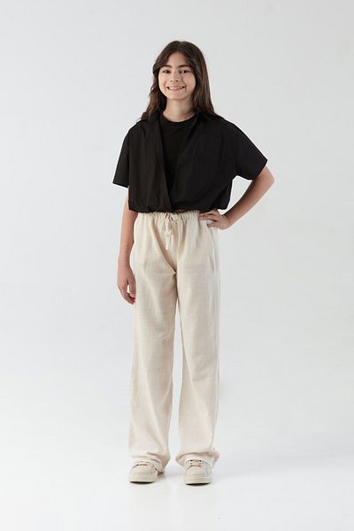 Fulla Moda 100% Cotton Waist Tie Girls Palazzo Pants