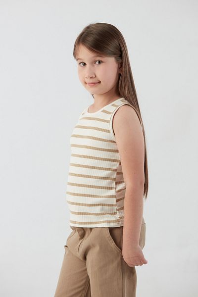 Fulla Moda Striped Ribbed Halter Neck Lycra Girl's Bodysuit
