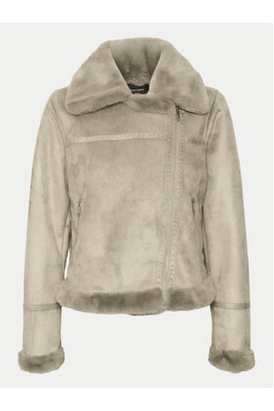 Vero Moda Palton din piele de oaie pentru femei 10290150 gri