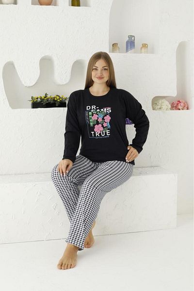 Intisimo Pijamale pentru femei, mânecă lungă, vise devin realitate, bleumarin, XL->4XL - XL