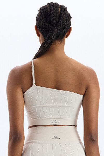 COMEUP Ασύμμετρο αθλητικό σουτιέν με έναν λουράκι ώμου Titan White