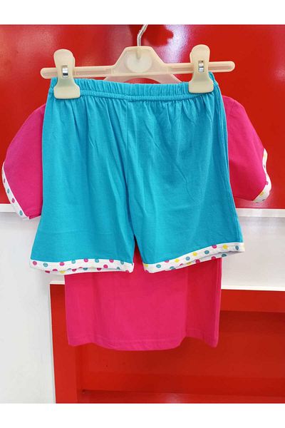 HİKMET Summer Short-Sleeved Shorts Girl's Cotton Bottom Top Pjs Homewear