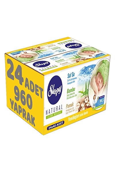 Sleepy مناديل مبللة من القطن لحديثي الولادة من الخيزران الطبيعي 40 قطعة، مجمو...