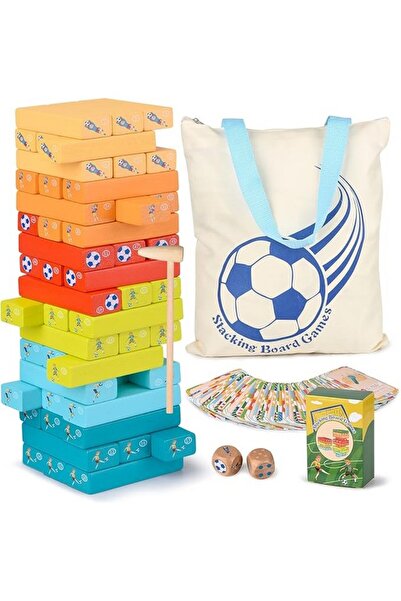 Sundaymot Joc Turnul instabil din lemn, 51 de piese, cu zaruri, carti de joc ...