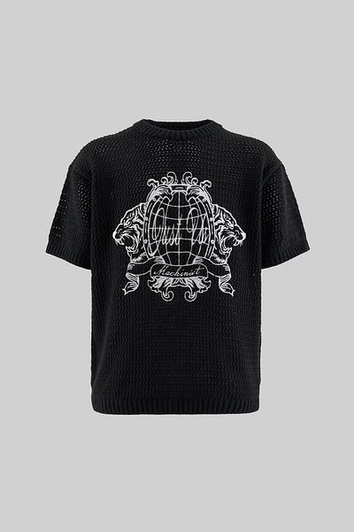 Machinist Mchnst Knit Tiger Detailed Tee Black