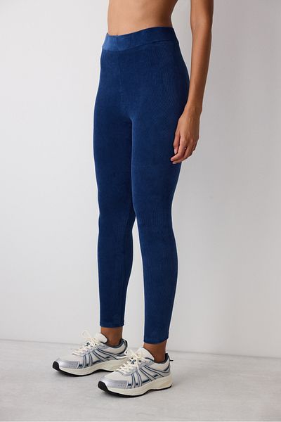Penti Marineblaue Strumpfhose aus geripptem Samt mit hoher Taille