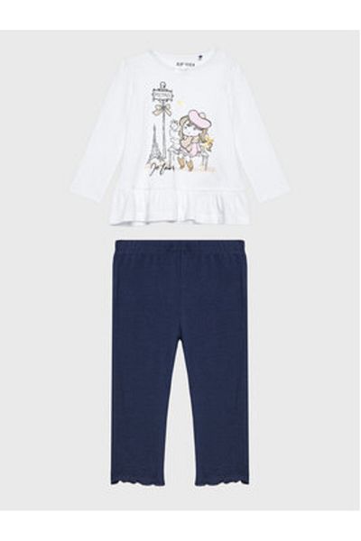 Blue Seven Girl Set blouse and leggings 966009 White, Navy blue