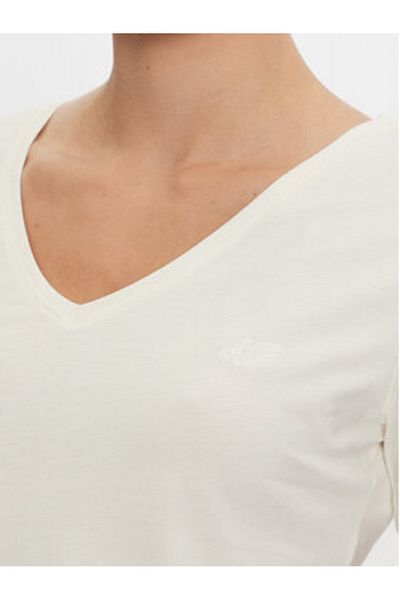 4F Tricou damă 4FWAW24TTSHF1649 Ecru