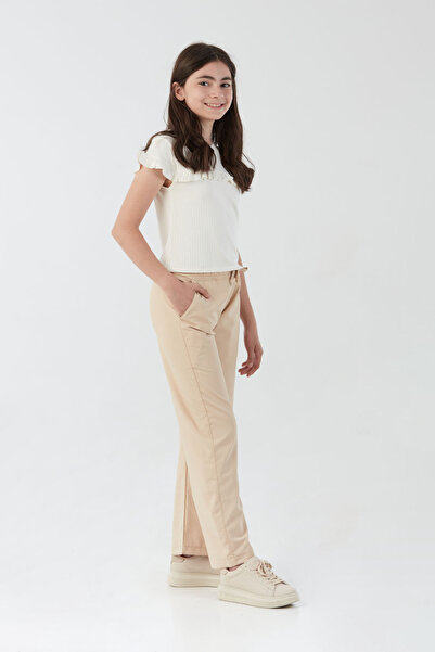 Fulla Moda Beli Bağlamalı Paraşü Kumaş Kız Çocuk Pantolon