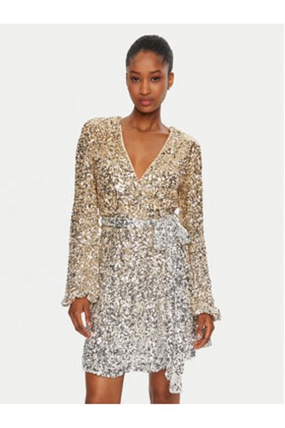 Bardot Rochie de cocktail pentru femei 59110DB2 Argintiu, Auriu