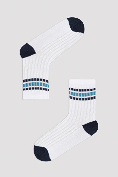 Penti Чифт от 3 чифта чорапи до глезена White Boy с райета