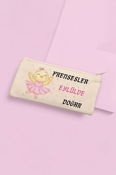 qoeuyl boutique Πριγκίπισσες γεννιούνται αυτόν τον μήνα Δώρο γενεθλίων με στάμπα υφασμάτινη τσάντα μακιγιάζ Πορτοφόλι με στυλό