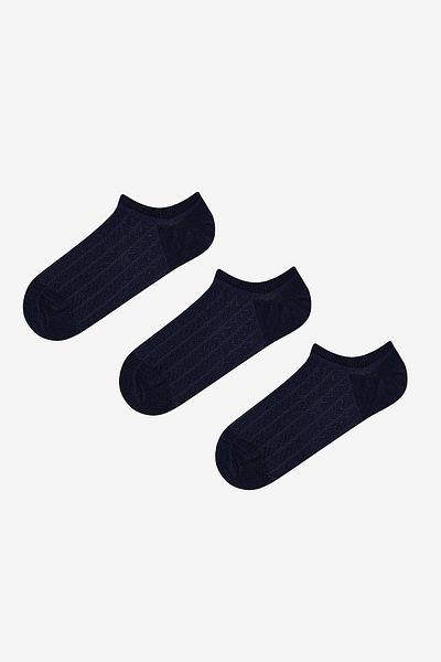 Penti Herringbone Marineblaue 3-teilige Sneaker-Socken