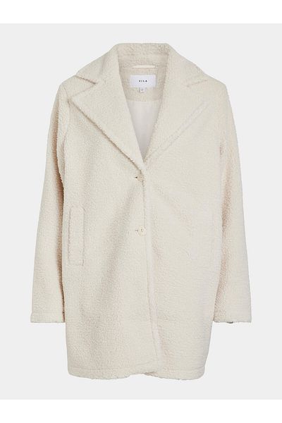 VILA Women's Sheepskin Coat 14095452 Ecru