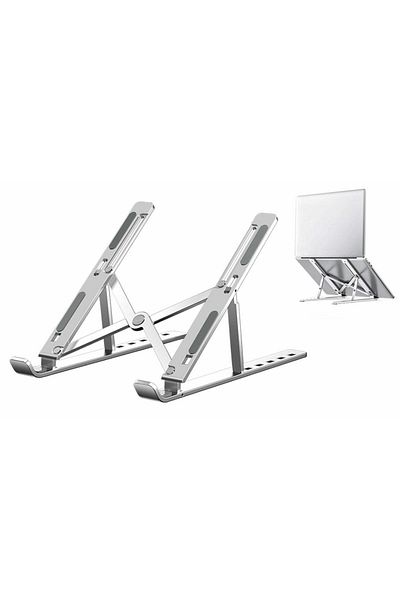 Aptel Foldable laptop stand, aluminum, adjustable, silver