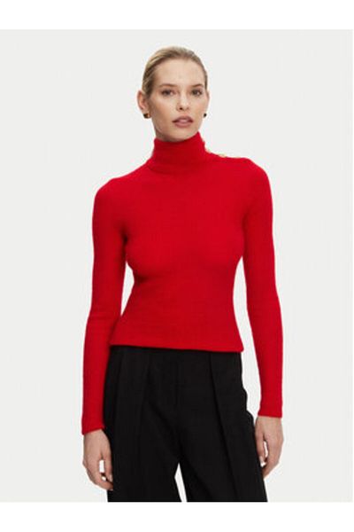 BALMAIN Pulover cu guler înalt pentru femei DF0KF080KH25 roșu