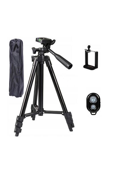 OEM Tripod with remote control and phone holder, 103 cm, black