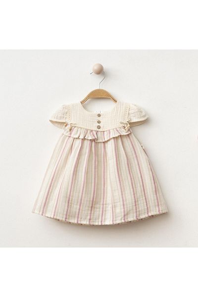 ALPİDS Baby Girl Striped Silvery Baby Girl Dress