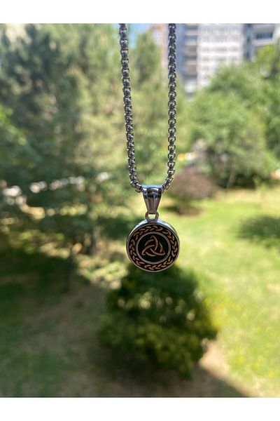 Viking Small Size Scandinavian Figures with Nordik Symbol 316L Steel Stainless & Tarnish Unisex Necklace