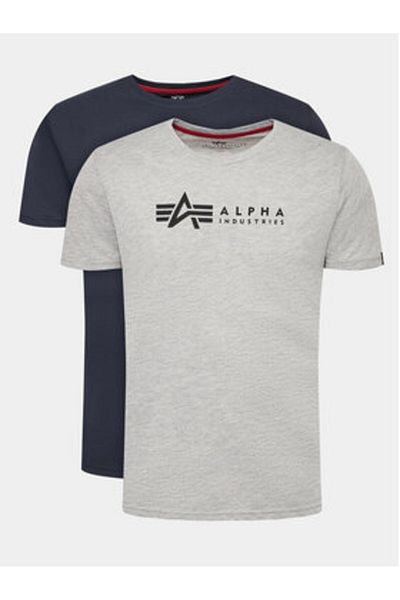 Alpha Industries Set de 2 tricouri bărbătești 118534 Bleumarin, Gri