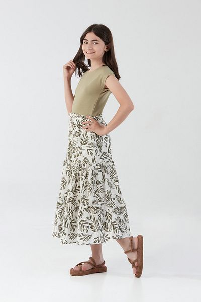 Fulla Moda Patterned Midi Length Girl's Skirt
