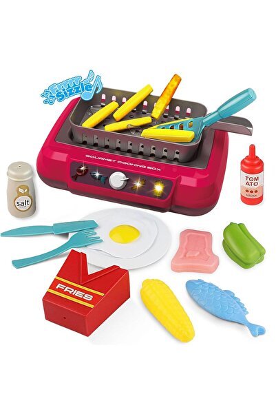 Choice1 2A550-ألعاب مطبخ حمراء متغيرة اللون، صندوق طبخ طعام فاخر مع إضاءة، 20...