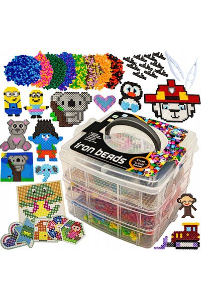 ideal STORE Set 6000 Iron Beads idealSTORE with Templates, Tweezers, Pads, Ironing Paper