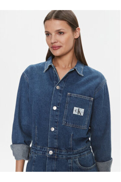 Calvin Klein Jeans Γυναικείο Φόρεμα Τζιν J20J222461 Μπλε Σκούρο Μπλε