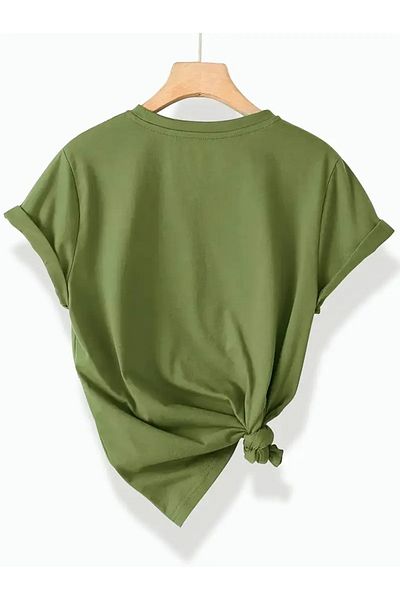 PENTHİLUS Casual Rose Print Short-Sleeve Round Neck T-Shirt