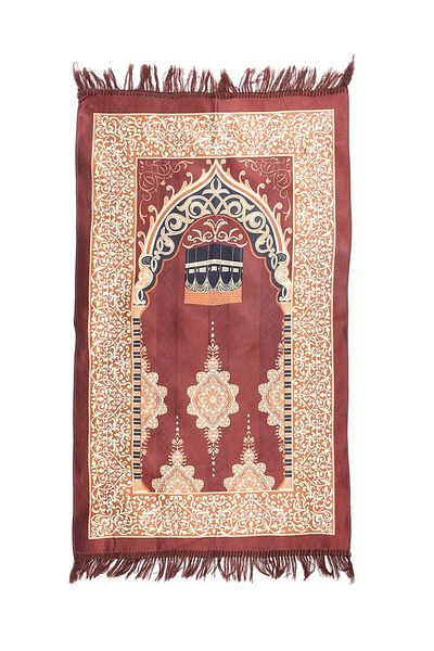 MANASEK Makkah Polyester Prayer Mat (Brown)