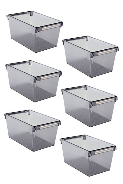 Prima Nova 310*180*150 mm Transparent Black Refrigerator Organizer - Set of 6 Storage Containers