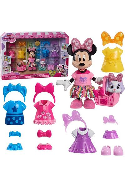 JustPlay Disney Junior Minnie Mouse Glitter & Glam Pet Fashion Set – 23-Piece Doll & Accessories, Ages 3+