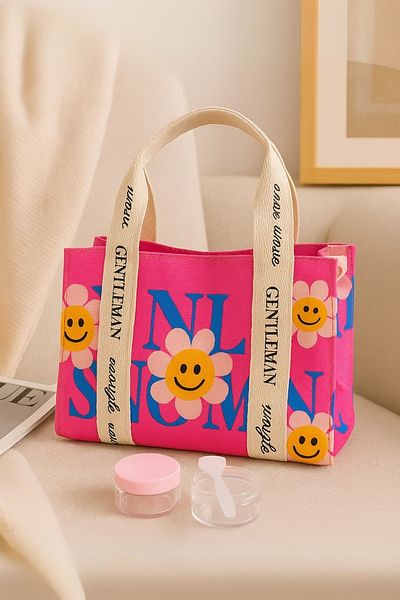 Ecrou Floral Printed Pink Canvas Shoulder Bag