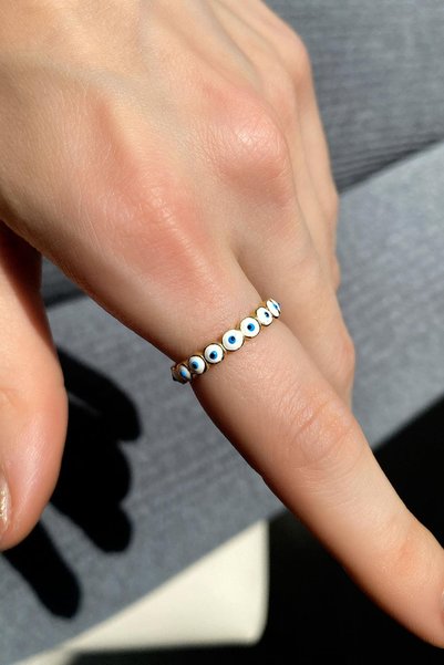 Spossy Silver Jewelry Beyaz Mineli Tam Tur Yüzük