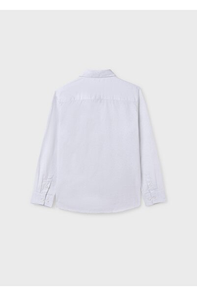 MAYORAL Cămașă cu mânecă lungă cu micro imprimeu pentru băiat alb 6142