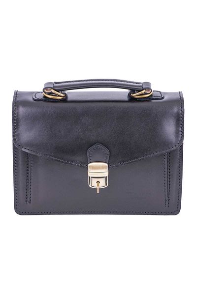 Toro Nero Geantă bărbătească din piele naturală neagră Key leather orizontală