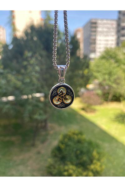 Viking Small Size Scandinavian Figures with Nordik Symbol 316L Steel Stainless & Tarnish Unisex Necklace