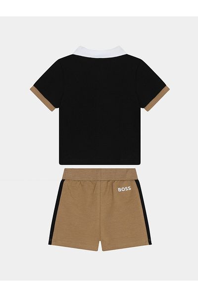 BOSS Set polo și pantaloni scurți pentru băieți J50785 Negru