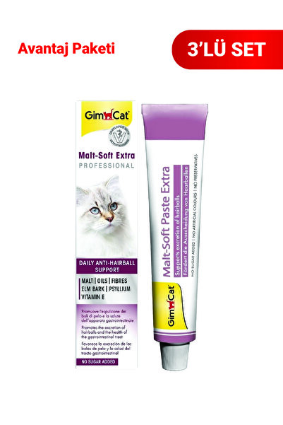 Gimcat Malt-soft Extra Tüy Yumağı Önleyici Kedi Macunu 20 gr 3'lü Paket