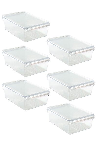 Prima Nova Fridge Organizer with Transparent Lid - 325*205*100 Mm, Set of 6
